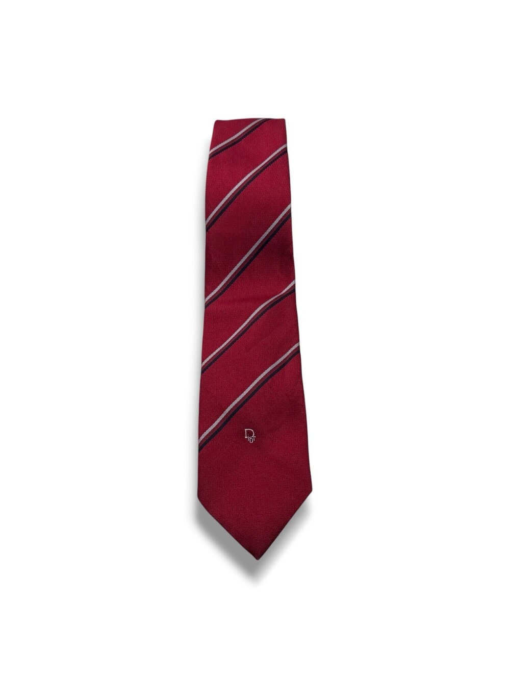 Christian Dior Cravates Red Striped Logo Necktie